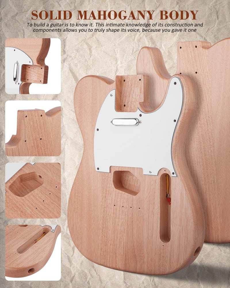 STRICH DIY Electric Guitar Kit, TL Style Mahogany Body & Maple Neck Guitar with SS Pickups, Easy to Assemble Kit with All Parts Included – Build Your Own Electric Guitar STL-D10 - Image 4